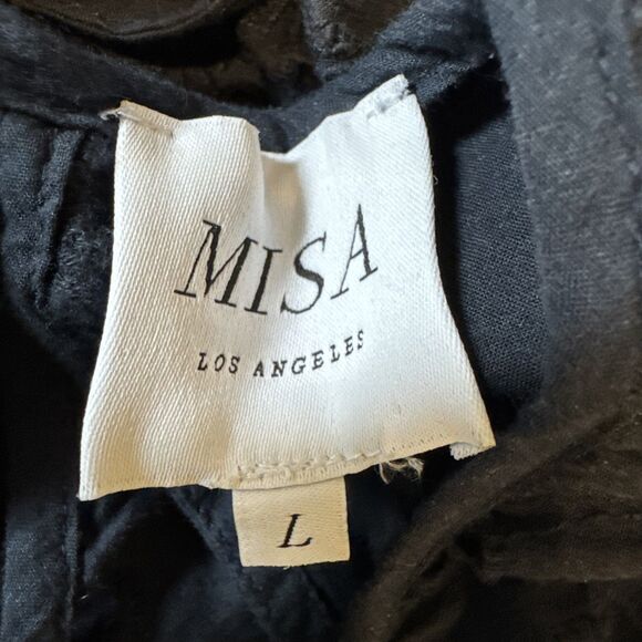 Misa Los Angeles Marieta Size Large Navy Sleeveless Eyelet Tasseled Mini Dress - Picture 6 of 13